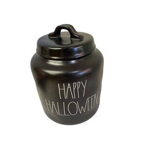 RAE Dunn Cannister Black Happy Halloween Kitchen Cookie 8"H x 8.5"W